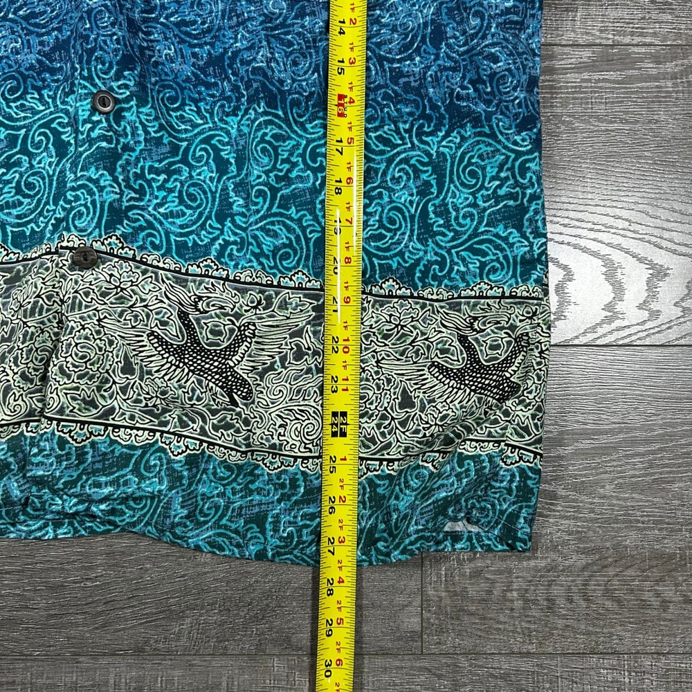 Pineapple Connection Hawaiian Shirt Men's L Blue Tropical Bird Print Button Up - Picture 2 of 6